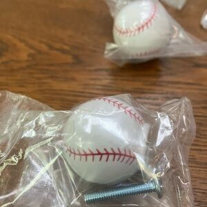 8 BASEBALL knobs w/screws,still sealed packages-ready for your baseball nut!